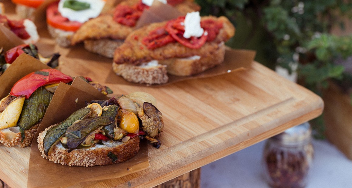 Open-faced sandwiches for sale. Photograph by William Hereford