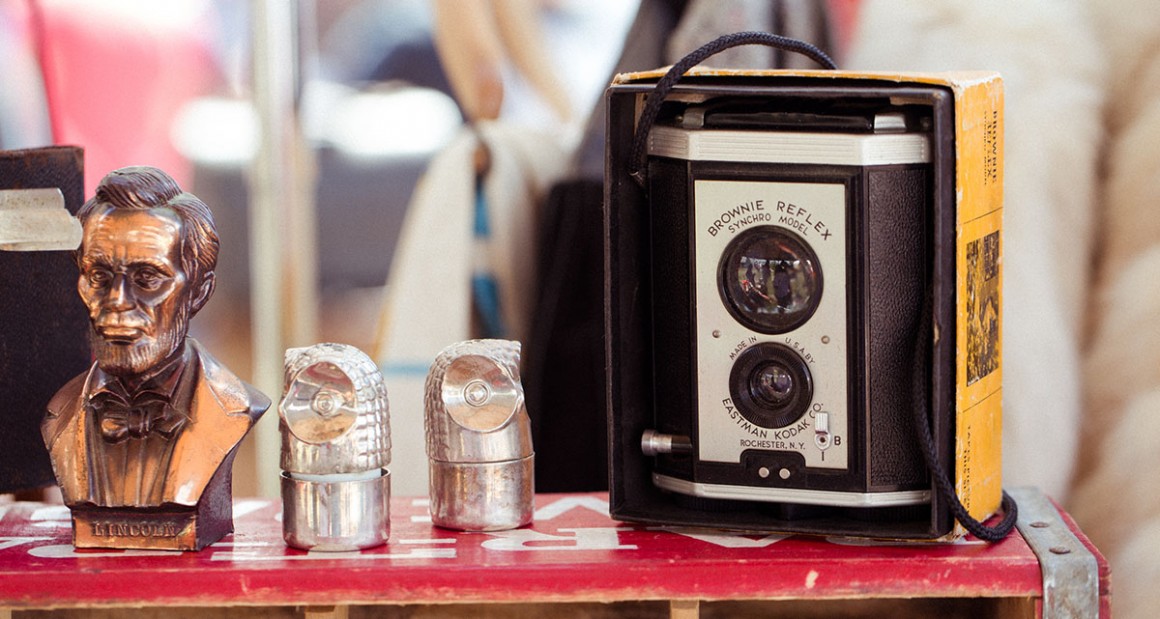 Vintage goods on display at the Flea. Photograph by William Hereford