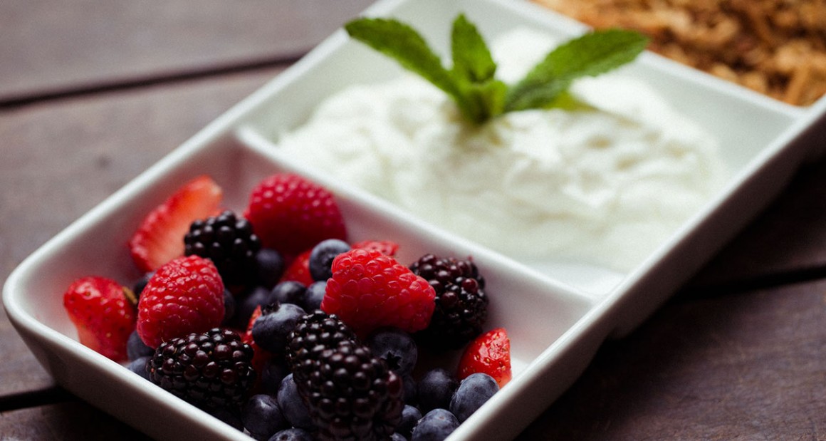 Yogurt, granola and berries. Photograph by William Hereford