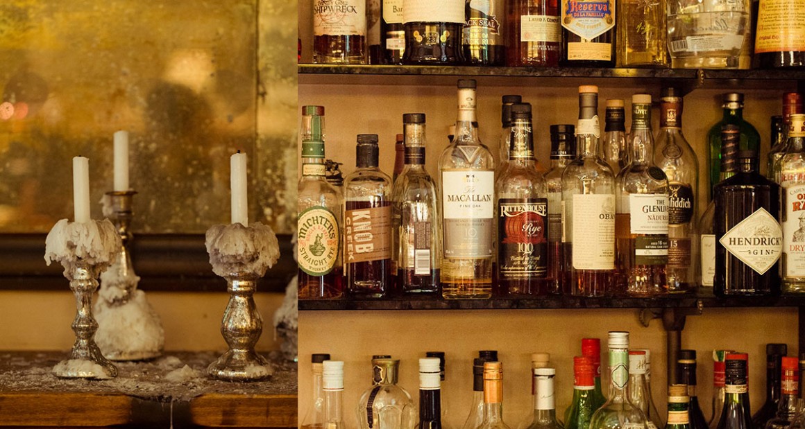 A selection of fine Scotches and whiskies at the bar. Photograph by William Hereford