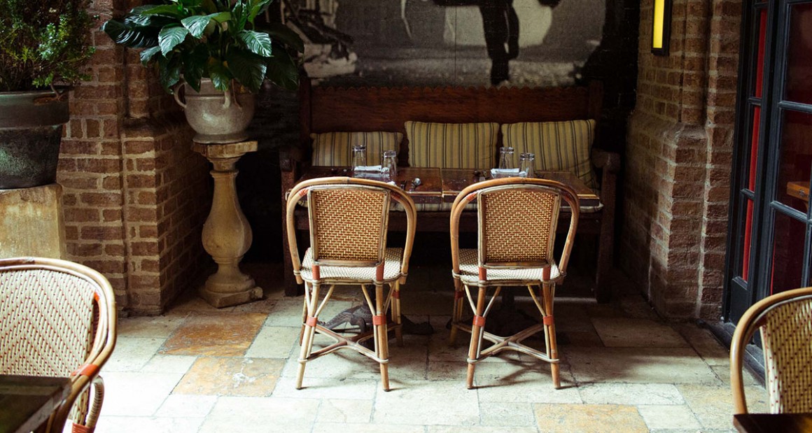 A romantic patio table set for lunch. Photograph by William Hereford